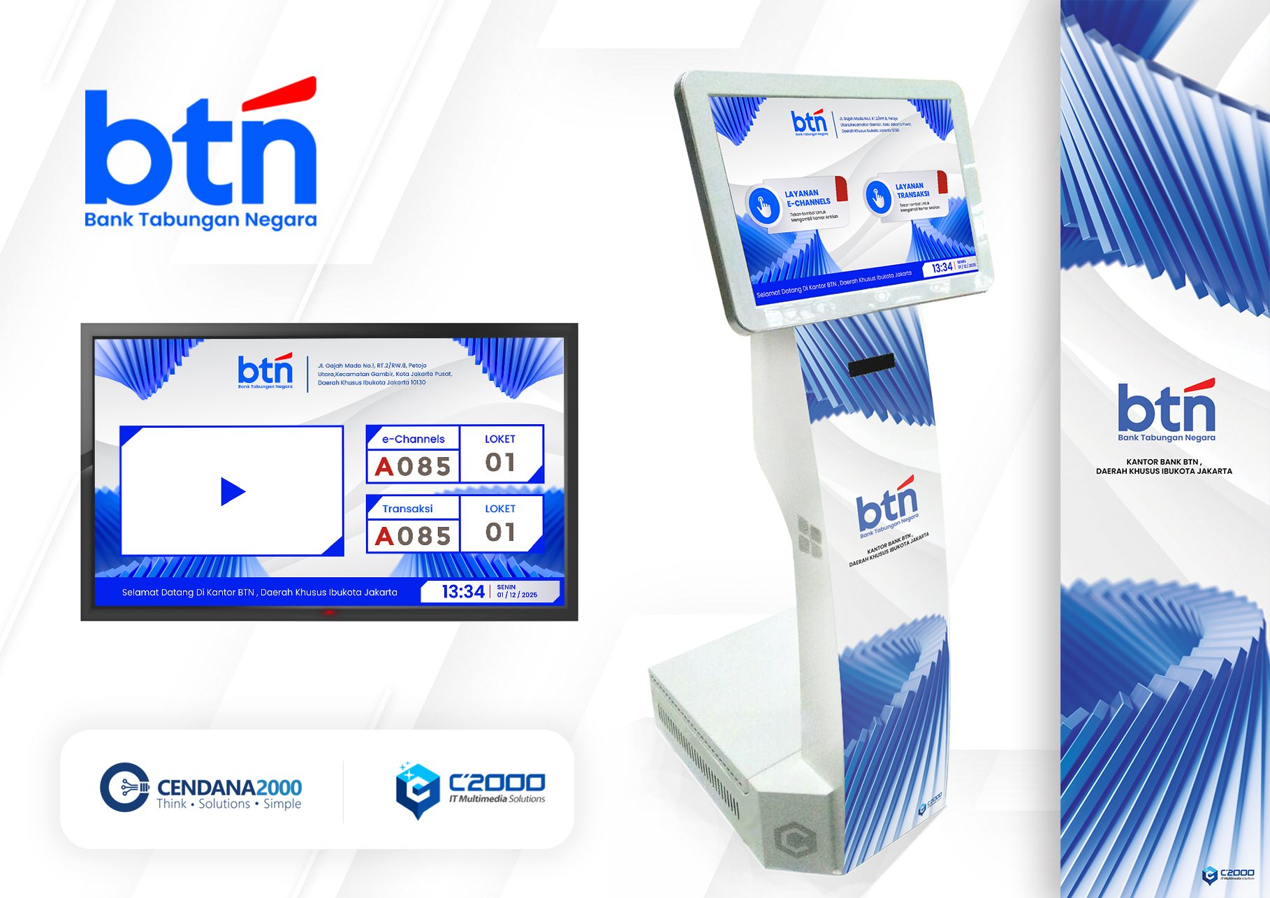 Mockup Desain KiosK Panggilan Antrian Bank BTN